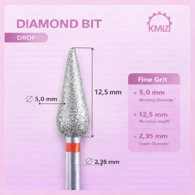 Diamond Nail Bit Red Drop KMIZ 5.0P-12.5M