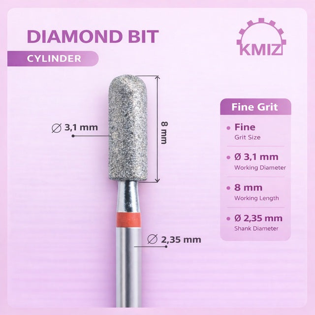 Diamond Nail Bit Red Cylinder KMIZ 3.1P-8M