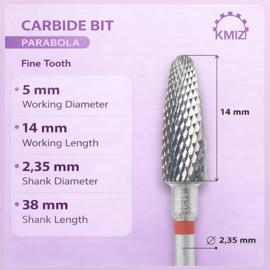 Carbide Nail Bit Red Parabola KMIZ 050-M TBC L14