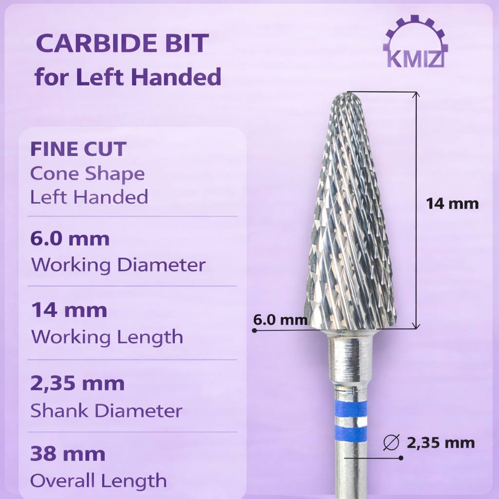Carbide Nail Bit Blue Cone Left Hand KMIZ 060-C L14