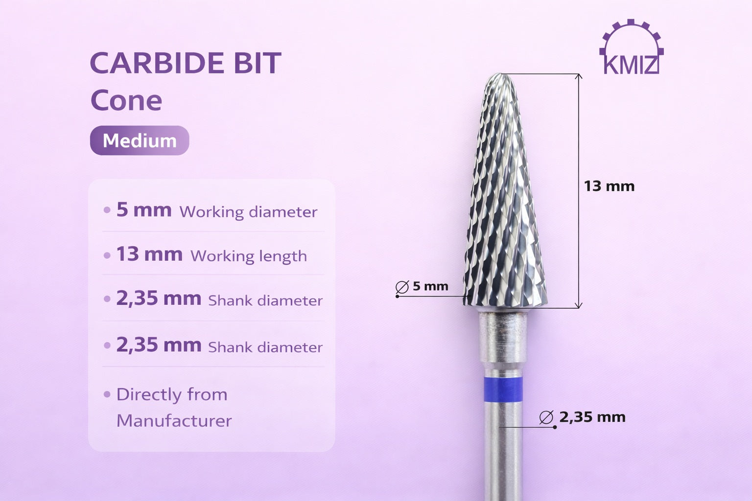 Carbide Nail Bit Blue Cone KMIZ 050-C TBC L13
