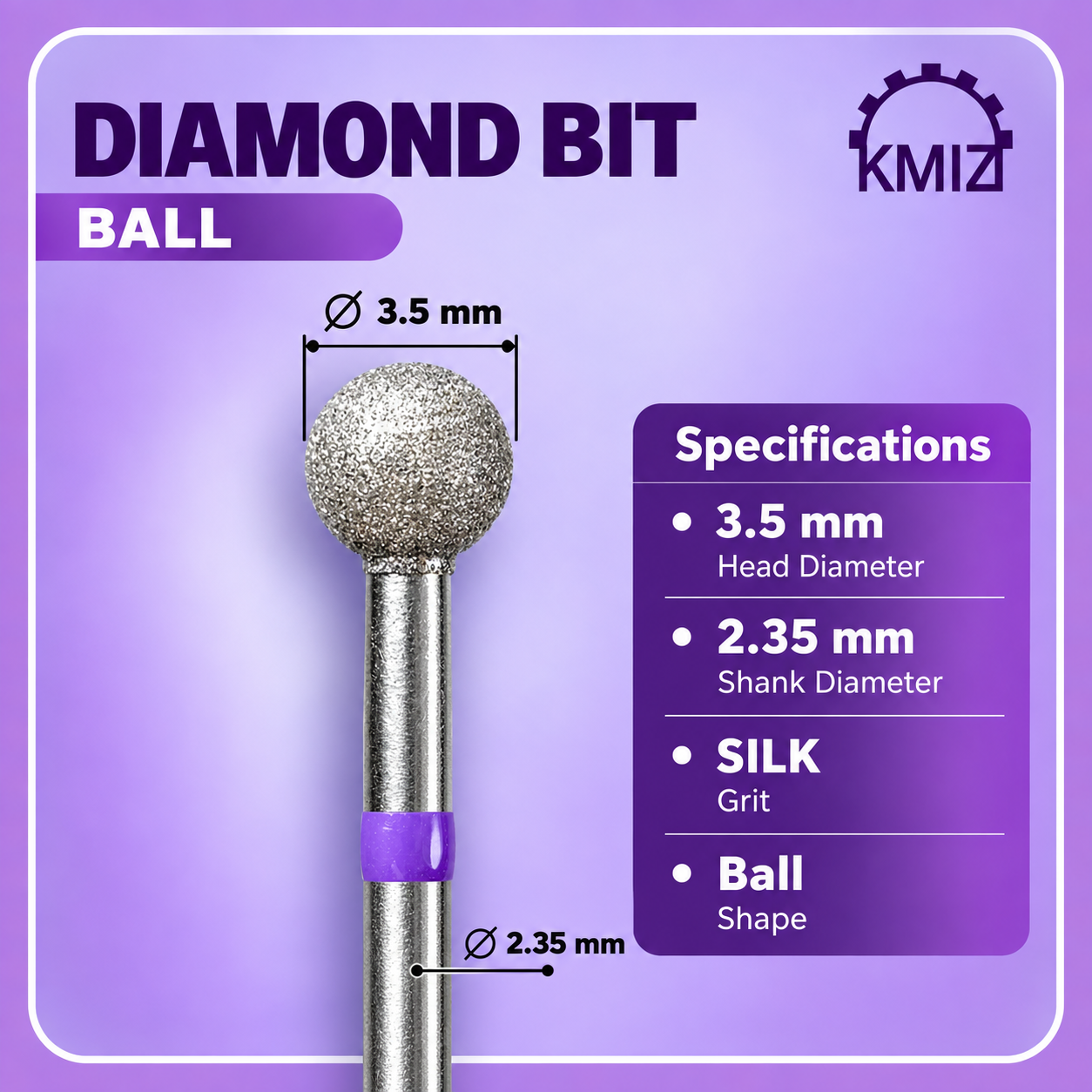KMIZ Diamond Purple Nail Bit Ball 3.5P-Silk