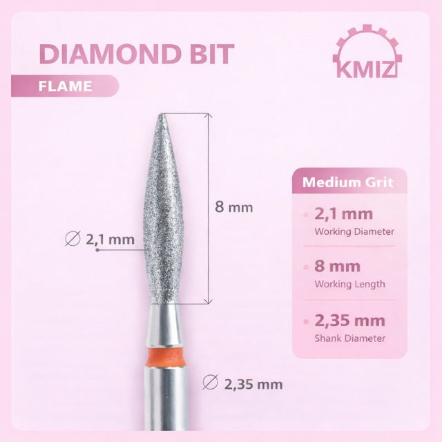 Diamond Nail Bit Red Flame KMIZ 2.1P-8M