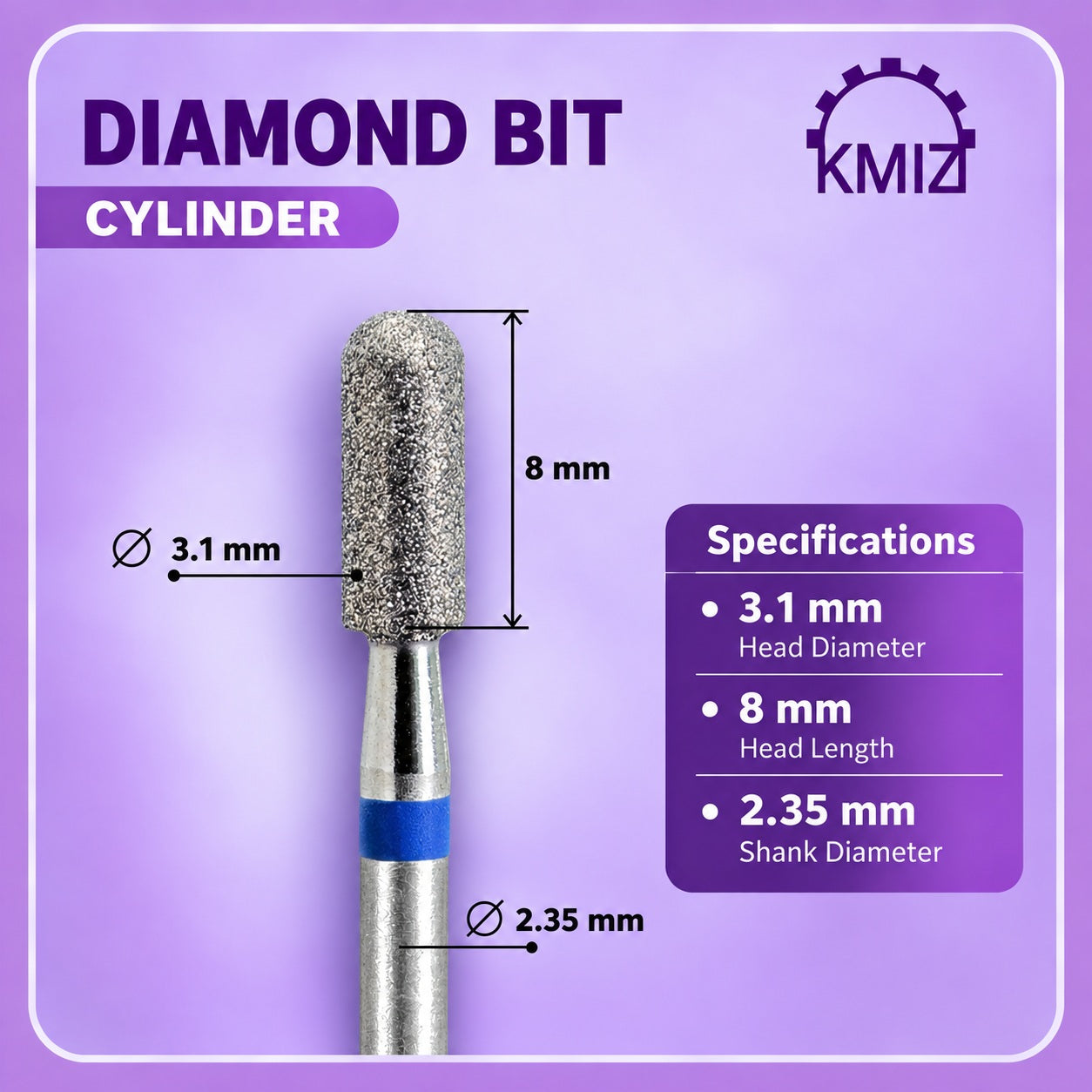 KMIZ Dimond Bit Blue Cylinder Medium 3.5P-8C