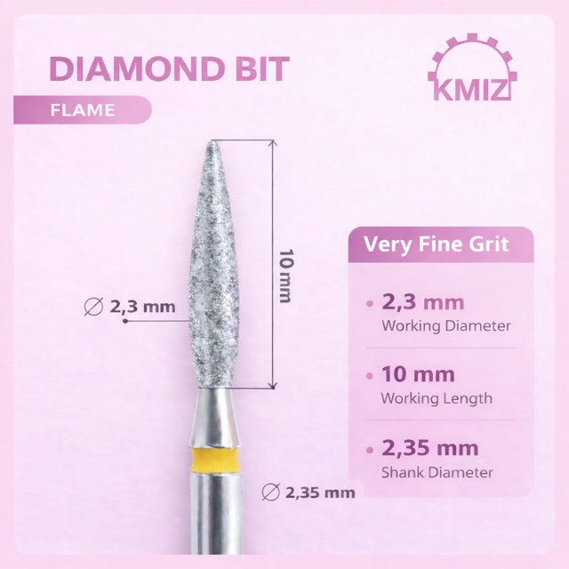 Diamond Nail Bit Yellow Flame KMIZ 2.3P-10OM