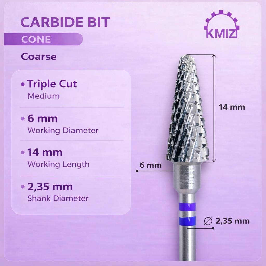 Carbide Nail Bit Purple Blue Cone KMIZ 060-MT-C L14