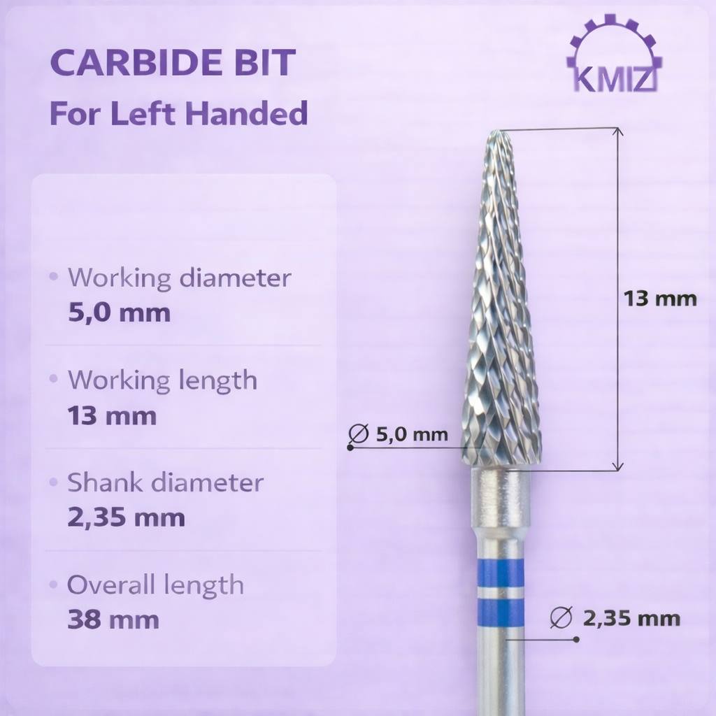 Carbide Nail Bit Blue Cone Left Hand KMIZ 050-C L13