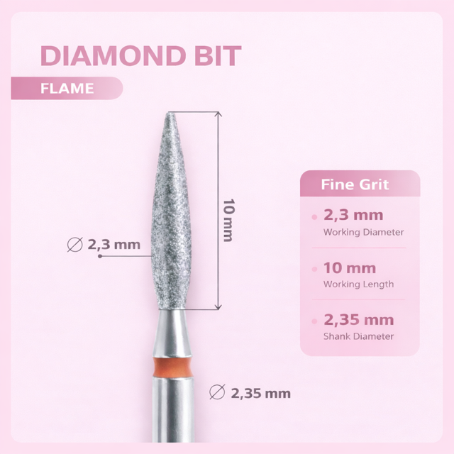 Diamond Nail Bit Red Flame KMIZ 2.3P-10M