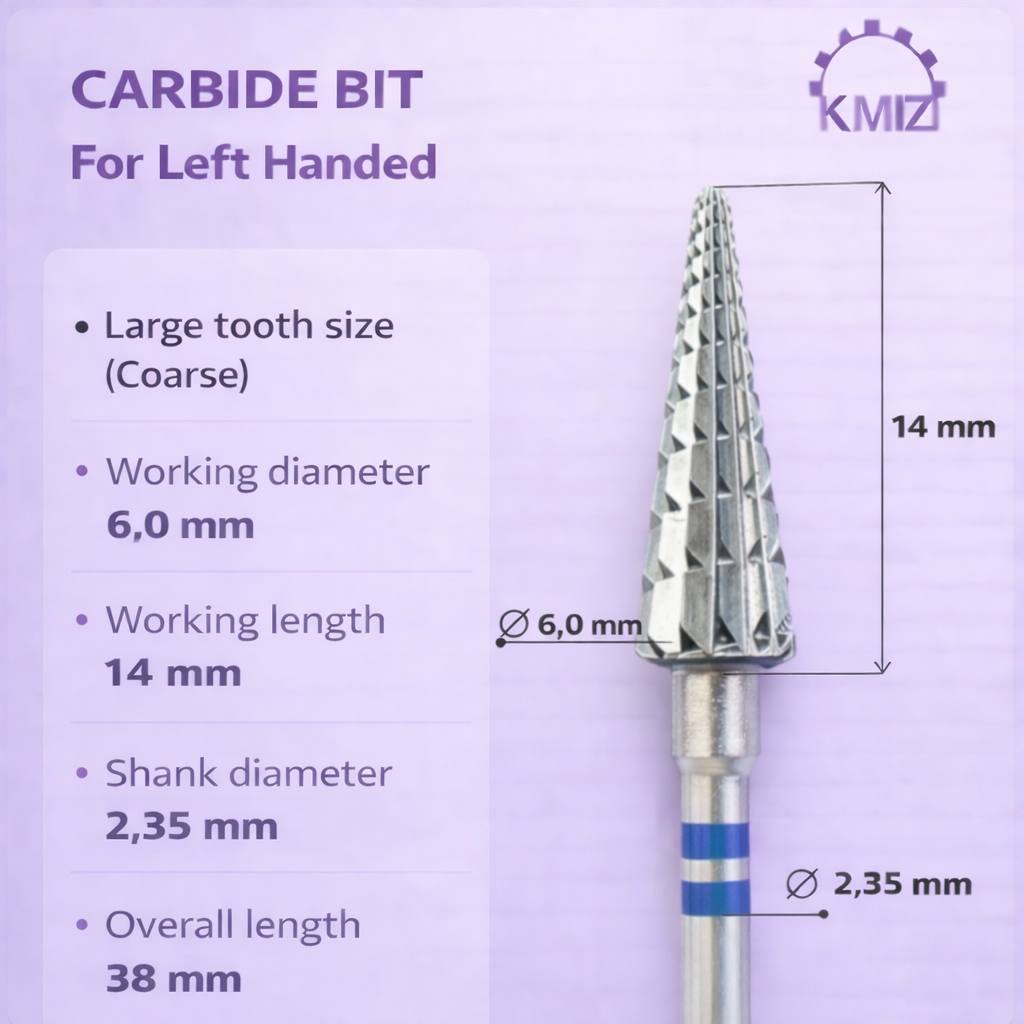 Carbide Nail Bit Blue Shark Cone Left Hand KMIZ 060-C L14