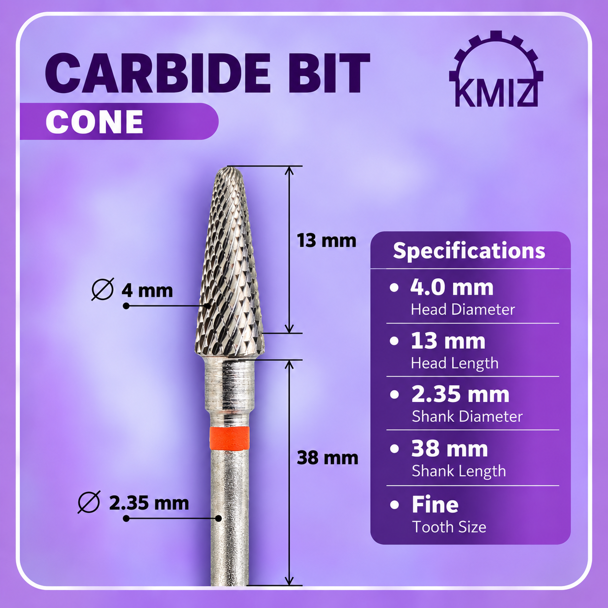 KMIZ Carbide Red Nail Bit Cone 040-M L13