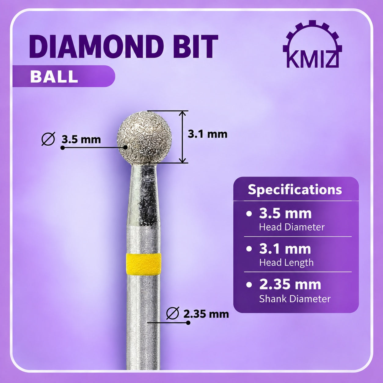 Diamond Nail Bit Yellow Ball KMIZ 3.5P-OM