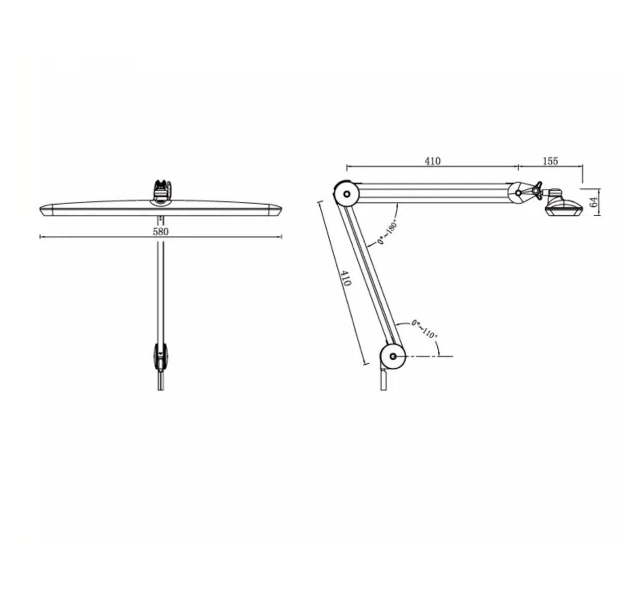 LED Professional Nail Desk Lamp with Clamp