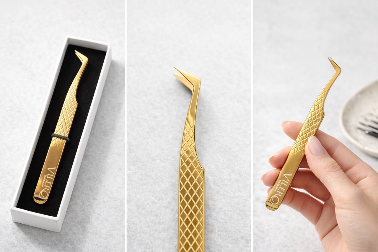 Professional Lash Tweezers VILERO Gold