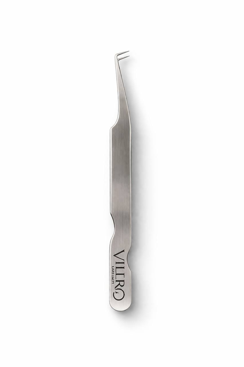 Professional Curved Lash Tweezers VILERO Silver