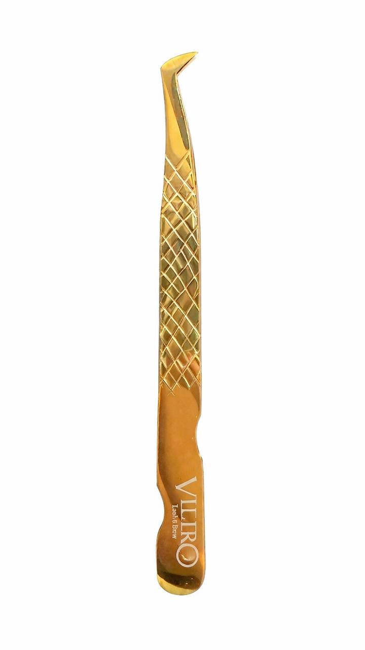 Professional Gold Curved Volume Tweezers VILERO