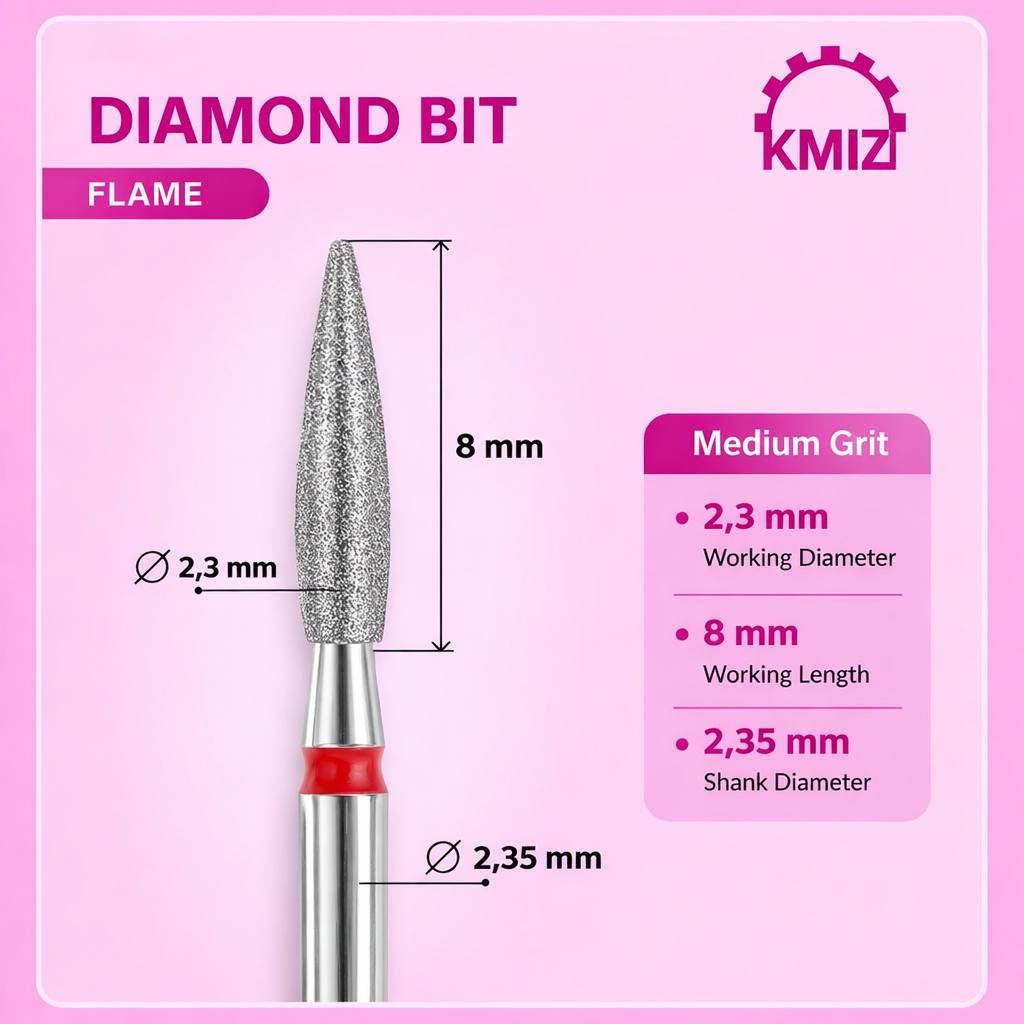 Dimond Nail Bit Red Flame KMIZ 2.3P-8M